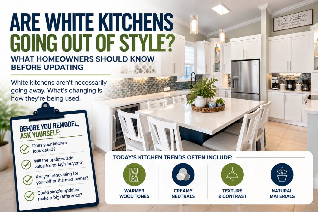 White kitchen illustrating whether white kitchens are going out of style and what homeowners should consider before updating.
