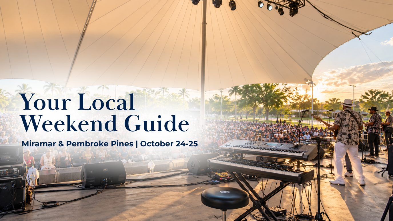 Illustrative South Florida outdoor live music scene representing weekend concerts and entertainment in Miramar and Pembroke Pines.